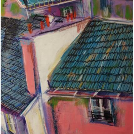 Peinture Derrière la fenêtre nous aimons la nuit par Anicet Olivier | Tableau Figuratif Acrylique Urbain