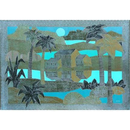 Peinture Clair de lune tropical par Devie Bernard  | Tableau Art Singulier Paysages