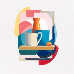 Gemälde Orange Water von Billy Dust | Gemälde Figurativ Acryl Minimalistisch, Stillleben