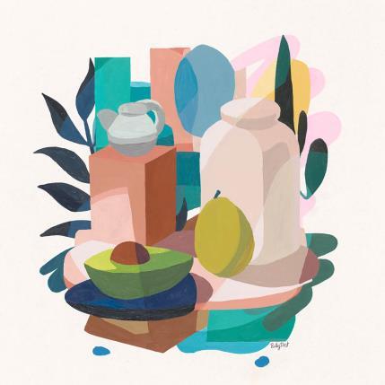 Peinture Avo Kado par Billy Dust | Tableau Abstrait Acrylique Minimaliste, Natures mortes