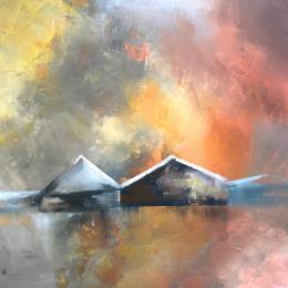 Peinture Neigbours par Lundh Jonas | Tableau Figuratif Acrylique Paysages