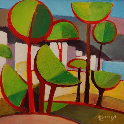 Peinture Les arbres rouges par Burgi Roger | Tableau Figuratif Paysages