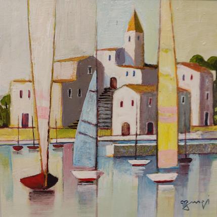 Peinture La voile jaune par Burgi Roger | Tableau Figuratif Paysages