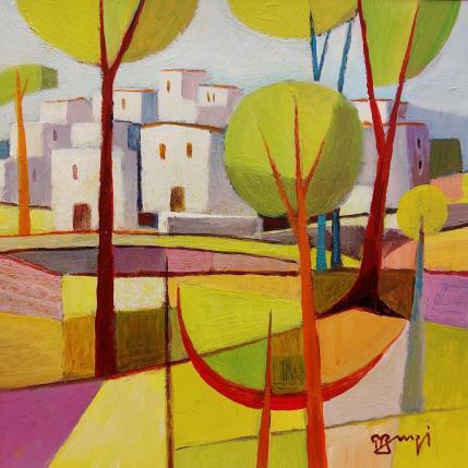 Peinture Les arbres rouges II par Burgi Roger | Tableau Figuratif Acrylique Paysages