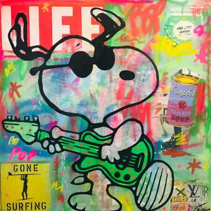 Peinture Snoopy rock  par Kikayou | Tableau Pop-art Graffiti Icones Pop