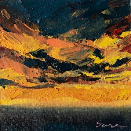 Peinture Horizon un yellow and black par Fran Sosa | Tableau Abstrait Huile Paysages