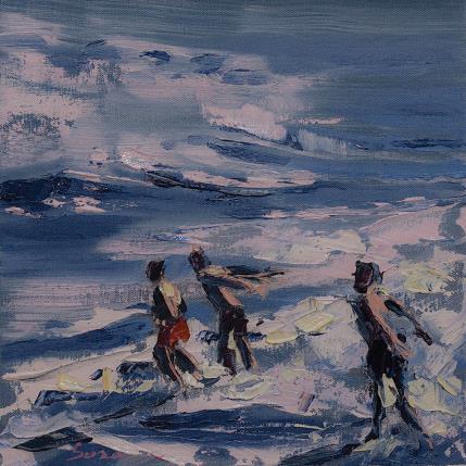 Peinture Children in the water par Fran Sosa | Tableau Figuratif Huile Marine, Paysages, Scènes de vie