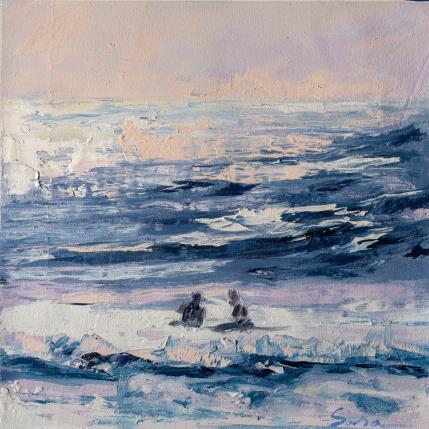 Peinture Couple in the water par Fran Sosa | Tableau Figuratif Huile Marine, Paysages, Scènes de vie