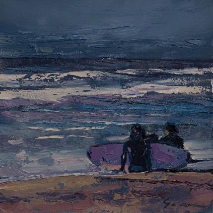 Peinture Surfers par Fran Sosa | Tableau Figuratif Huile Marine, Paysages, Scènes de vie