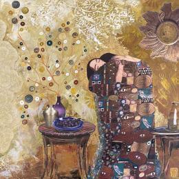 Pintura Au fil du temps por Romanelli Karine | Pintura Figurative Gluing Life style