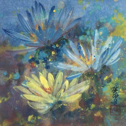 Peinture Blooming color 3 flowers par Yu Huan Huan | Tableau Figuratif Encre Natures mortes