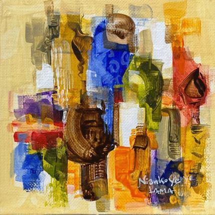 Peinture Couleurs Tropicales par Lama Niankoye | Tableau Figuratif Acrylique, carton scènes de vie