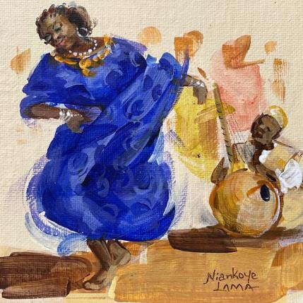 Peinture La Danseuse a la Cora par Lama Niankoye | Tableau Figuratif Acrylique, carton scènes de vie