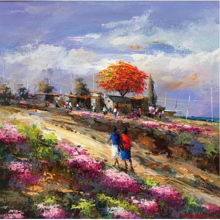 Peinture Festano povoado  par Chico Souza | Tableau Figuratif Huile Paysages
