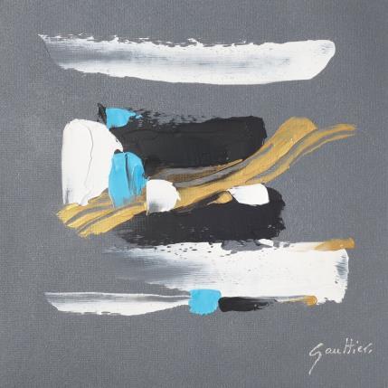 Peinture En gris et or par Gaultier Dominique | Tableau Abstrait Huile Noir & blanc