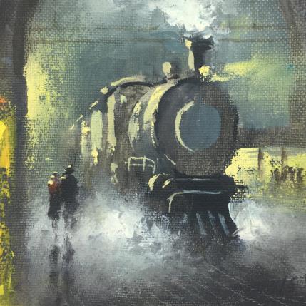 Peinture at the station par Skachkov Victor  | Tableau Figuratif Huile scènes de vie