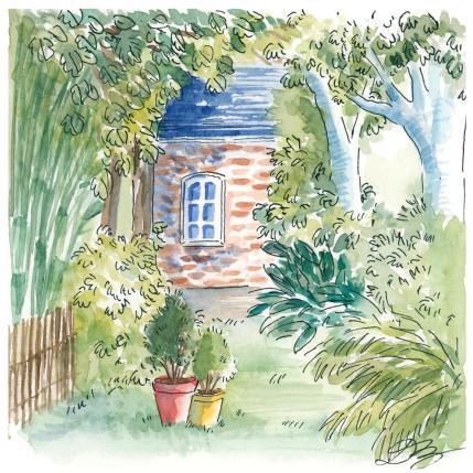 Peinture Allée des arbres par Balme Delphine | Tableau Art naïf Aquarelle Paysages