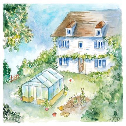 Peinture Potager campagne par Balme Delphine | Tableau Art naïf Aquarelle Paysages, scènes de vie