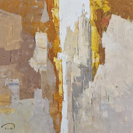 Peinture The quiet city par Tomàs | Tableau Abstrait Huile Urbain
