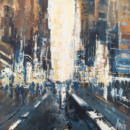 Peinture Night in New York par Dessein Pierre | Tableau Impressionnisme Huile Urbain