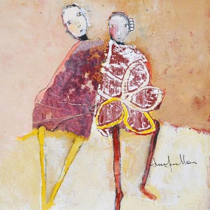 Painting Derrière les dunes by Guillon Anne | Painting Figurative Life style