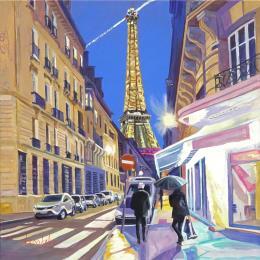 Pintura Coin de rue de Monttessuy - Tour Eiffel por Brooksby | Pintura Figurative Oil Landscapes, Life style, Urban