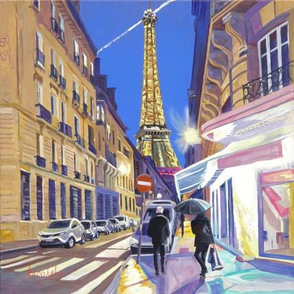 Peinture Coin de rue de Monttessuy - Tour Eiffel par Brooksby | Tableau Figuratif Huile Paysages, Scènes de vie, Urbain
