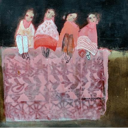 Peinture Se parer de tous les roses par Guillon Anne | Tableau Figuratif scènes de vie