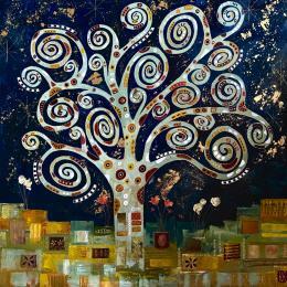 Peinture La vie est belle par Romanelli Karine | Tableau Figuratif Collage Paysages