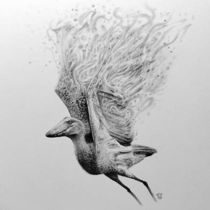 Peinture Bec en sabot par K'Arts | Tableau Figuratif Fusain Animaux, Noir & blanc, Scènes de vie