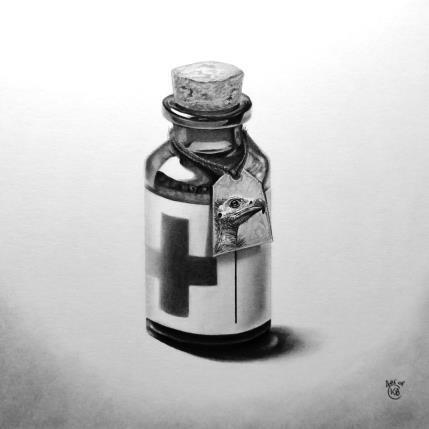 Peinture Vautour à tête blanche par K'Arts | Tableau Figuratif Fusain Animaux, Noir & blanc, Scènes de vie