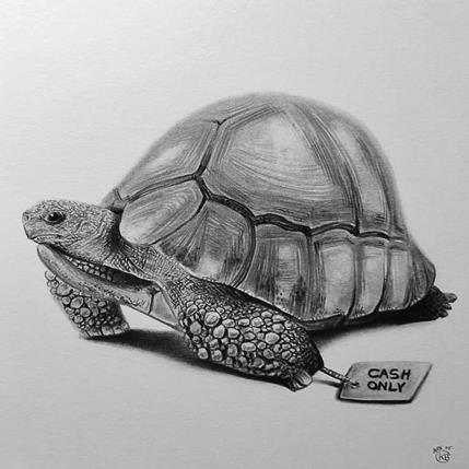Peinture Tortue à soc par K'Arts | Tableau Figuratif Fusain Animaux, Noir & blanc, Scènes de vie