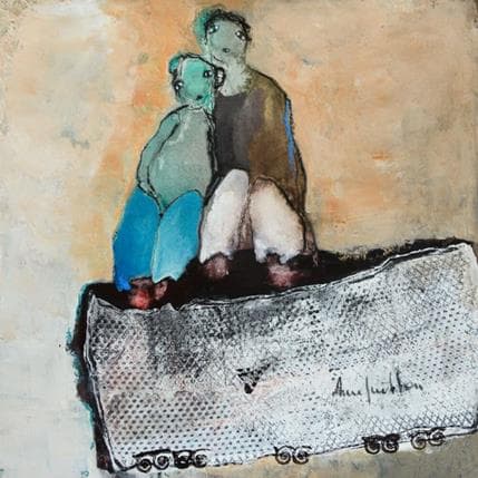 Peinture Paysage avec regards par Guillon Anne | Tableau Figuratif scènes de vie