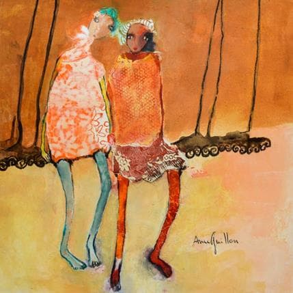 Peinture Caresse solaire par Guillon Anne | Tableau Figuratif scènes de vie