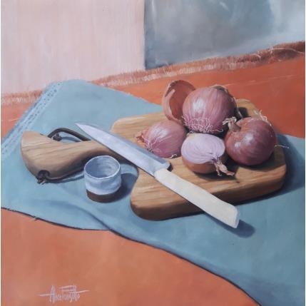 Peinture Nature morte avec oignon par Parisotto Alice | Tableau Figuratif Huile Natures mortes