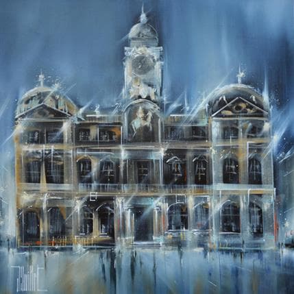 Peinture Hôtel de ville par Guillet Jerome | Tableau Figuratif Acrylique Urbain