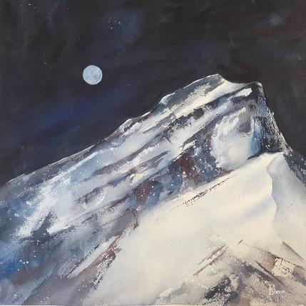 Peinture Moonlight night in the mountains par Lida Khomykova | Tableau  Aquarelle