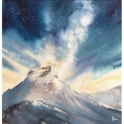Peinture Mont Aiguille night par Lida Khomykova | Tableau  Aquarelle