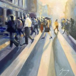 Painting Passage piétons by Jung François | Painting Figurative Oil Pop icons, Urban