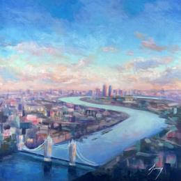 Painting La Tamise by Jung François | Painting Figurative Oil Urban