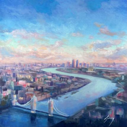 Peinture La Tamise par Jung François | Tableau Figuratif Huile Urbain