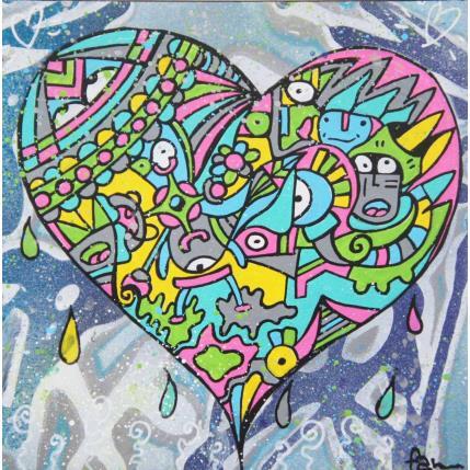 Peinture Coeur tendre par Fanny | Tableau Art Singulier Bois