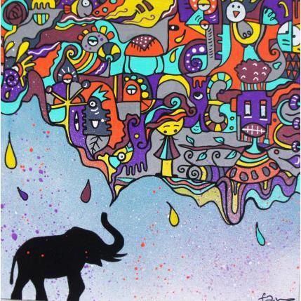 Peinture Spreading colors par Fanny | Tableau Art Singulier Bois