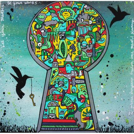 Peinture Your dream of freedom par Fanny | Tableau Art Singulier Bois