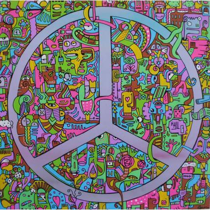 Peinture Peace is always beautiful par Fanny | Tableau Art Singulier Bois