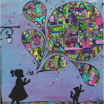 Peinture Jeu d'enfant par Fanny | Tableau Art Singulier Bois