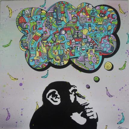 Peinture voyageur céleste par Fanny | Tableau Art Singulier Bois