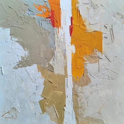 Peinture The red window par Tomàs | Tableau Abstrait Huile Urbain