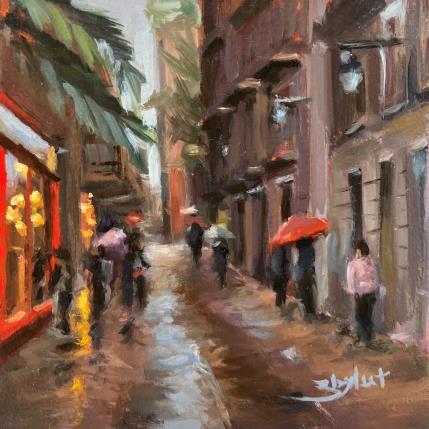 Peinture Reflet sur rue piétonne par Zbylut Ludovic | Tableau Figuratif Huile Scènes de vie