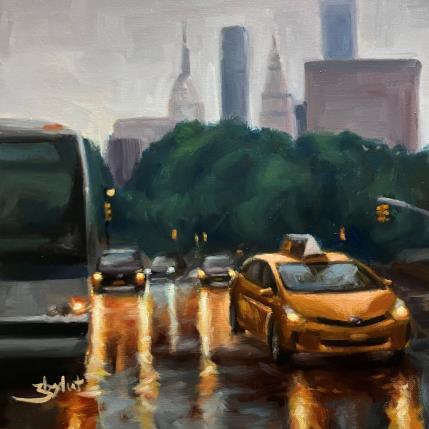 Peinture Taxi New Yorkais par Zbylut Ludovic | Tableau Figuratif Huile Architecture, Scènes de vie